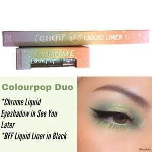 ColourPop Duo BFF Black Liquid Liner & Chrome Liquid Eyeshadow See You Later NIB